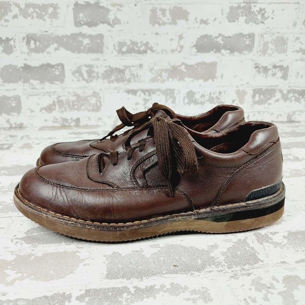 Cabela's Dark Brown Leather Lace Up Round Toe Casual Oxford Sneakers O395